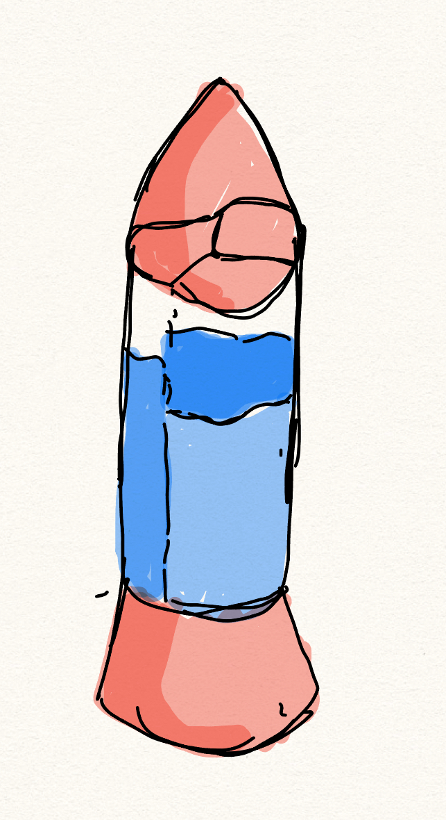 Color study sketch exploring water level in a single vessel