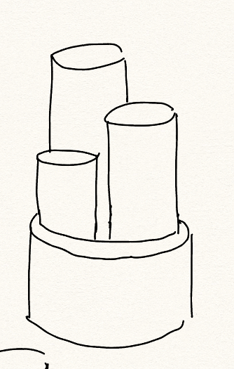 Early line sketch of tiered tube cluster form