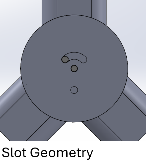 CAD screenshot of V2's redesigned valve disc slot geometry