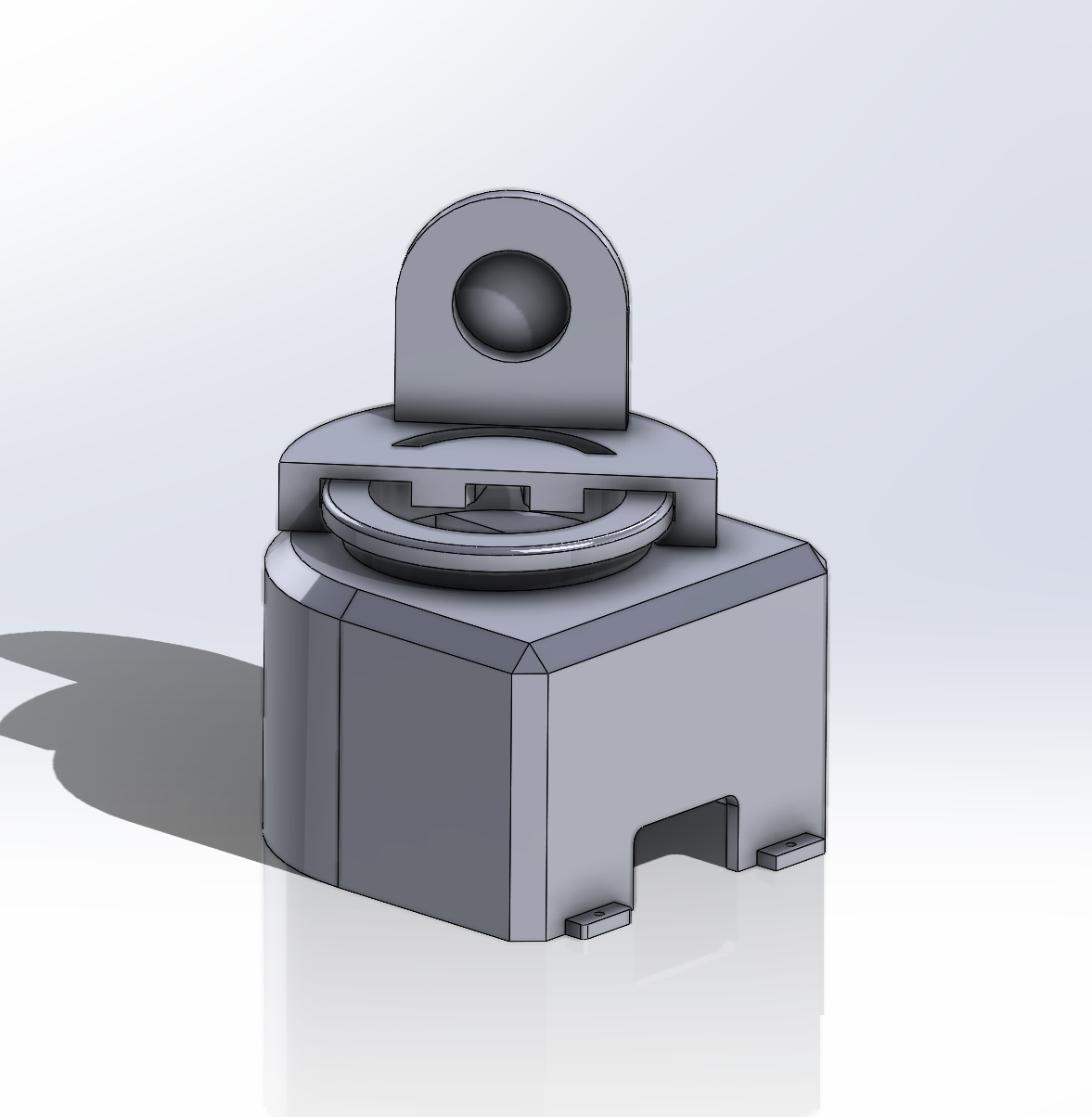 Base pivot CAD design, cutaway slicer view showing the internal bearing ring
