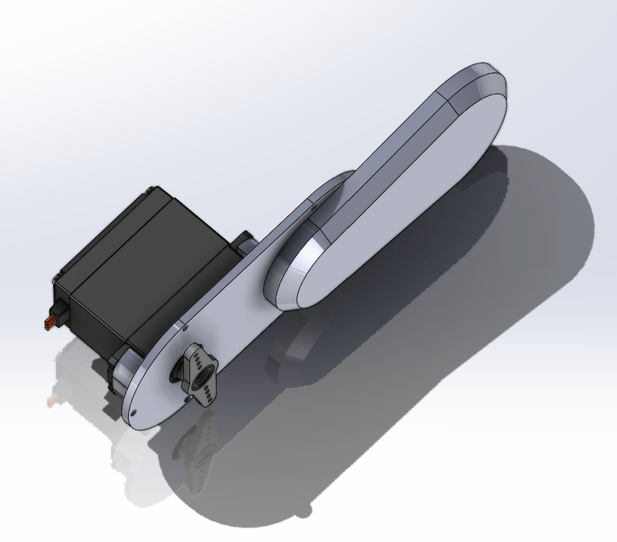 Middle joint CAD design, alternate angle showing the servo motor