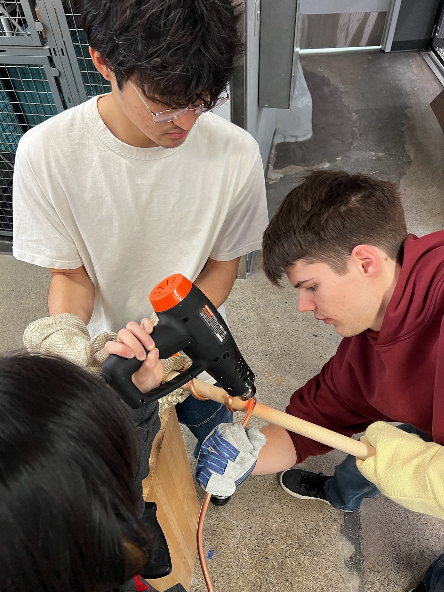 Heating and bending the copper tube
