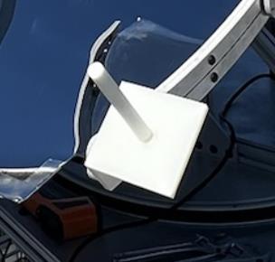 Close-up of the sun dial mounted on the frame